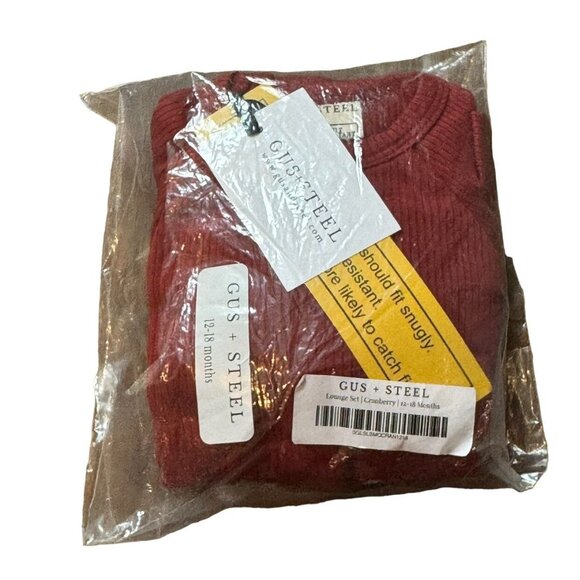 NWT Gus + Steel Cranberry Lounge Set 12/18 Months - Picture 2 of 4